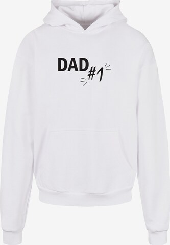 Merchcode Sweatshirt 'Fathers Day - Dad Number 1' in White: front
