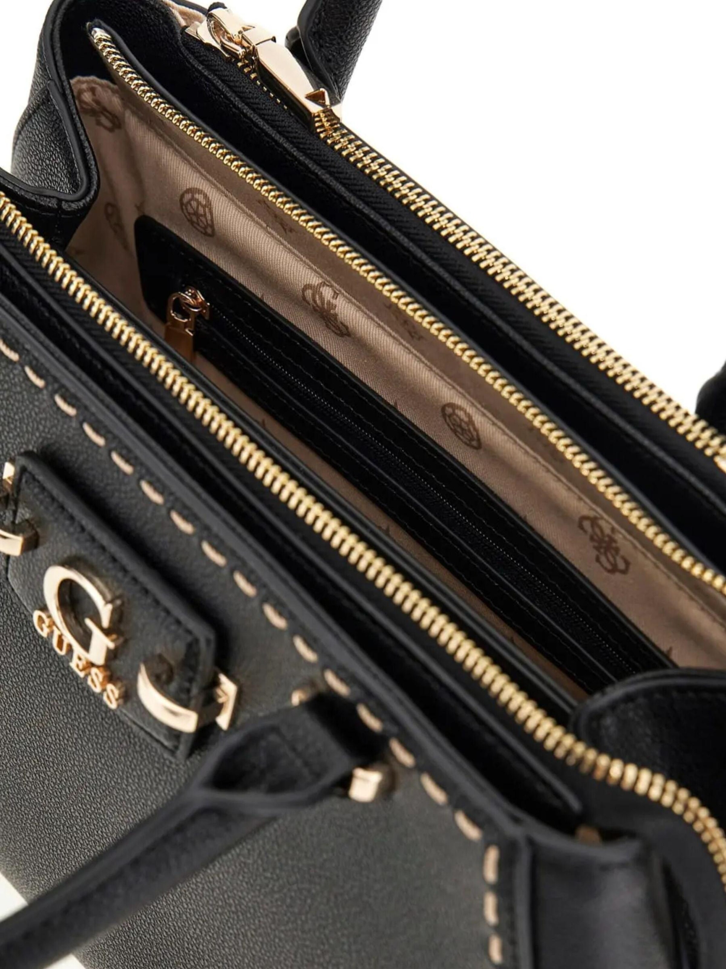 GUESS Torba za čez ramo 'Guess Sac Bandoulière Anadela 3 Comp Satch Black' | črna barva