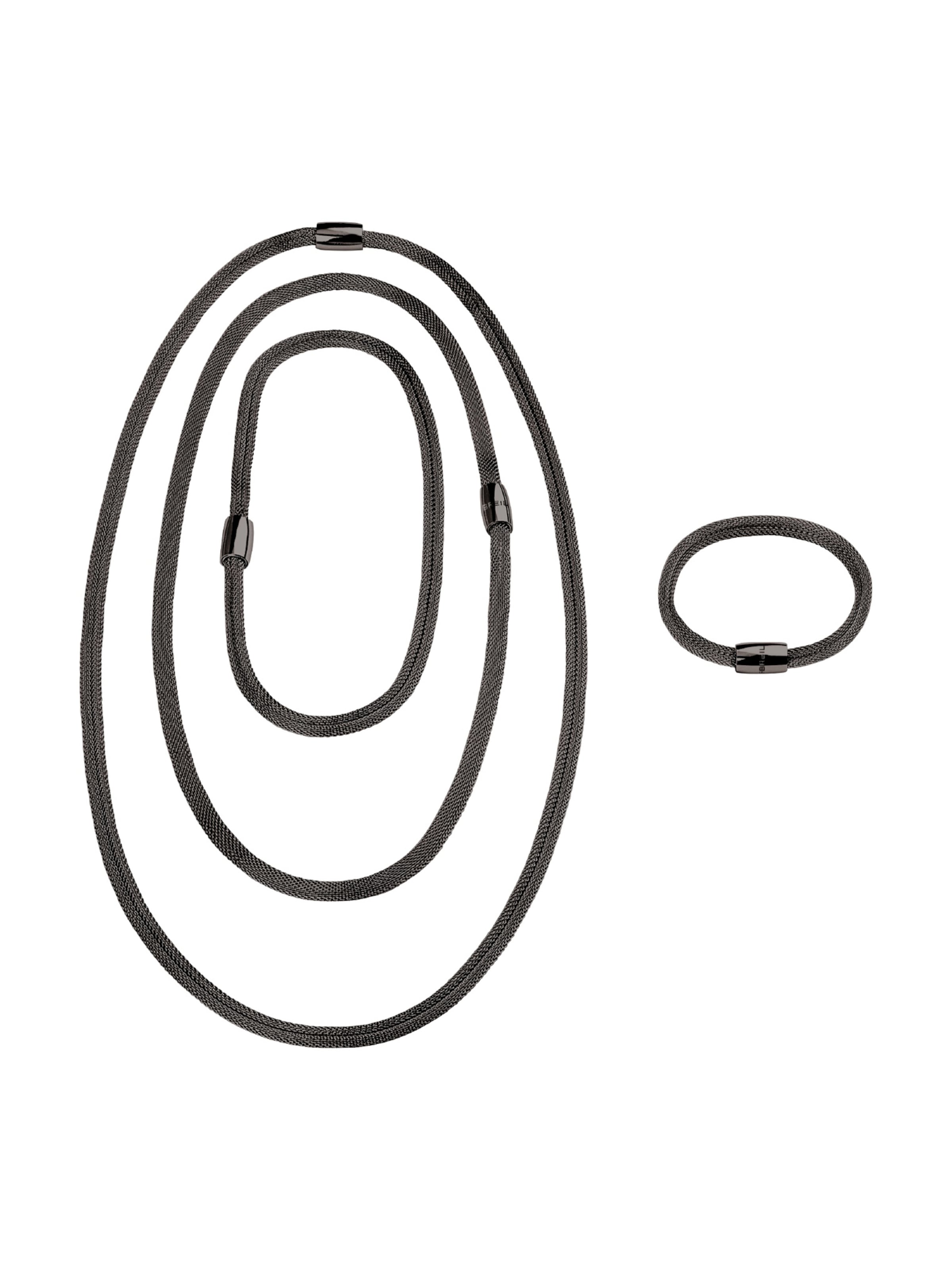 Breil Set: Kette und Armband in Schwarz: Vorderseite
