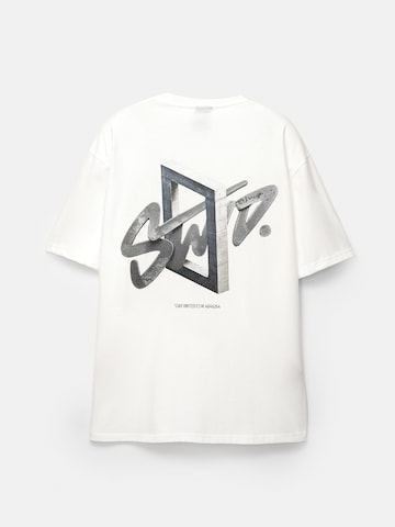 T-Shirt 'STWD' Pull&Bear en blanc