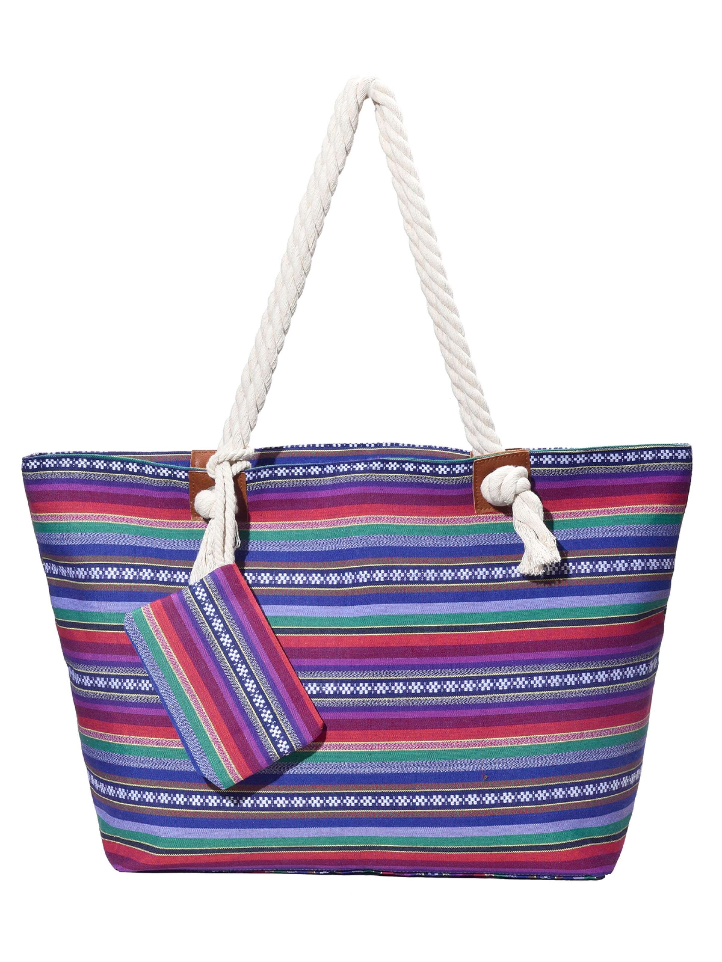 DonDon Beach Bag 'DonDon Strandtasche mit Reißverschluss Shopper Beach bag Badetasche Bunte Welt' in Purple: front
