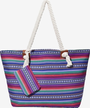 DonDon Beach Bag 'DonDon Strandtasche mit Reißverschluss Shopper Beach bag Badetasche Bunte Welt' in Purple: front