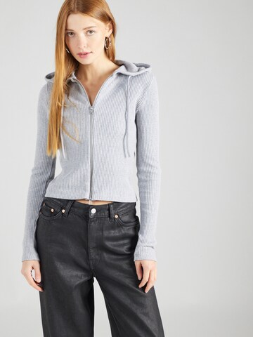 Gina Tricot Knit Cardigan in Grey: front