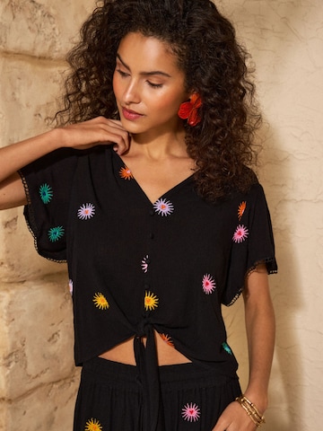 love & roses Blouse in Zwart