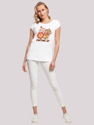 F4NT4STIC Shirt 'Festive AF Christmas Tree Balls' in White