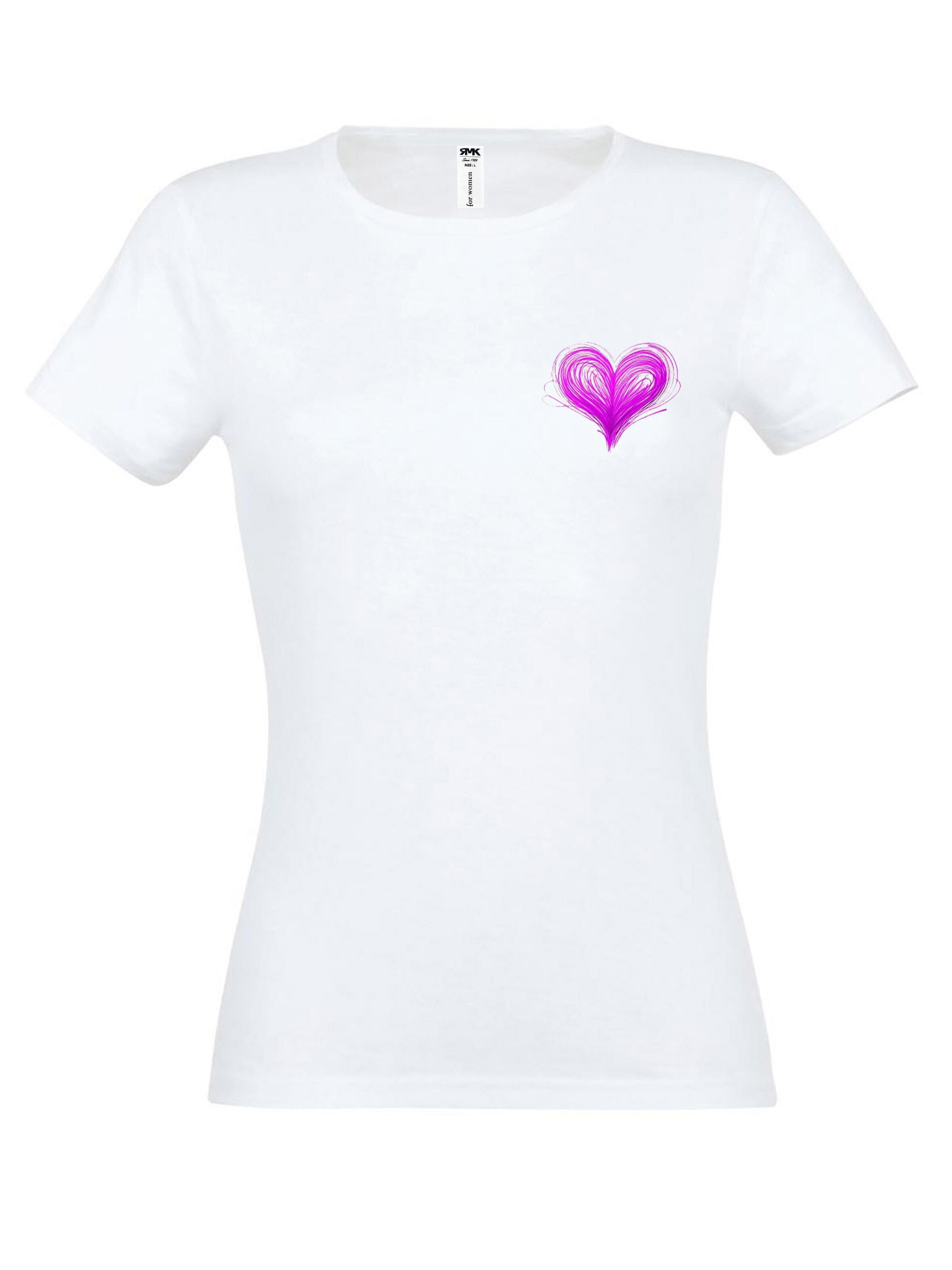 RMK Shirt 'Basic Rundhals Herz'‌‌‌ in Weiß: Vorderseite