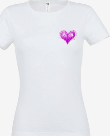 RMK Shirt 'Basic Rundhals Herz' in Weiß: Vorderseite