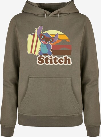 ABSOLUTE CULT Sweatshirt 'Lilo And Stitch - Bitten Surf Board' in Green: front