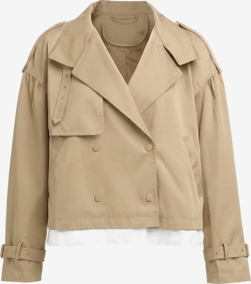 TorWeit Between-Seasons Coat 'Double-breasted cropped trench coat' in Green: front