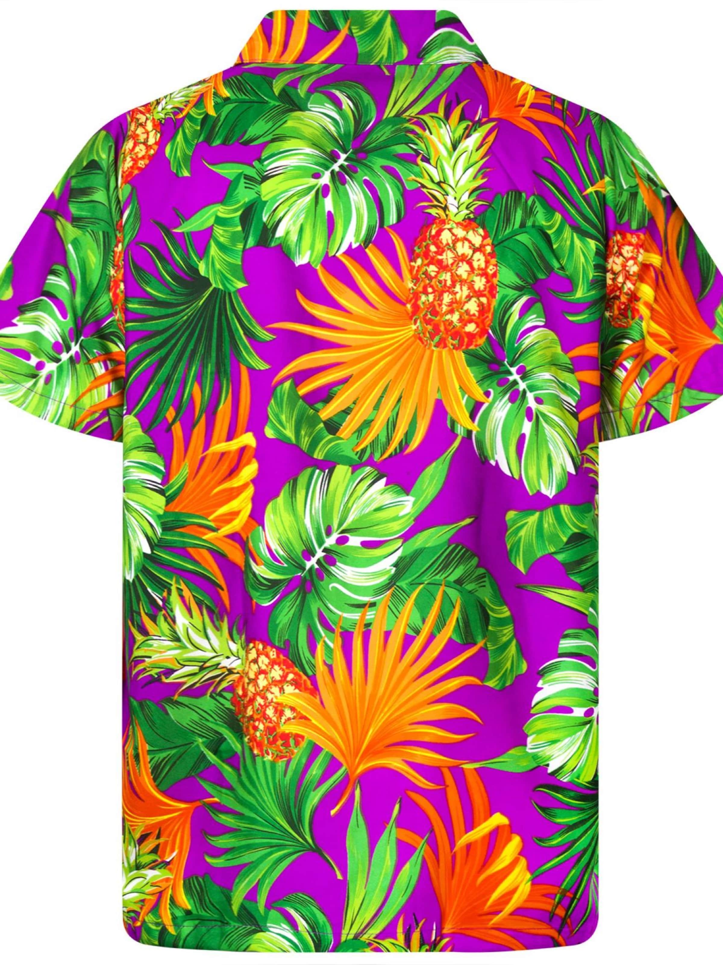King Kameha Regular Fit Hemd 'Pineapple Leaves'‌‌‌‌‌‌‌‌‌ in Lila