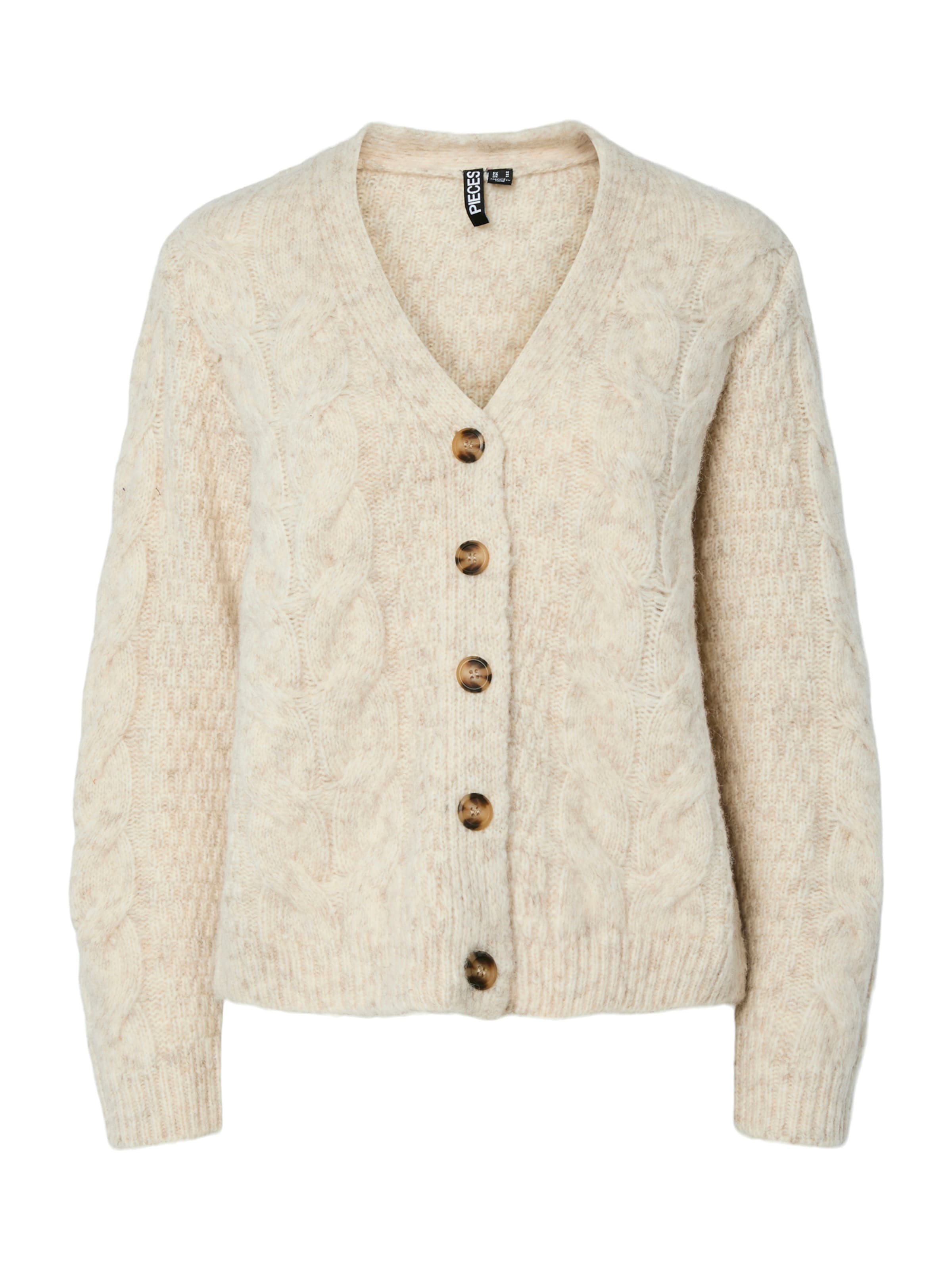 PIECES Knit cardigan 'PCNINA' in Beige: front