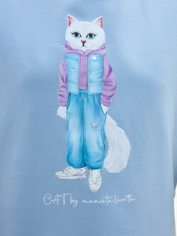 CAT by Maniita Lacitta Shirt mit Katzenprint WALKING CAT in Blau