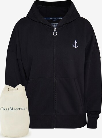 DreiMaster Maritim Zip-Up Hoodie in Black: front