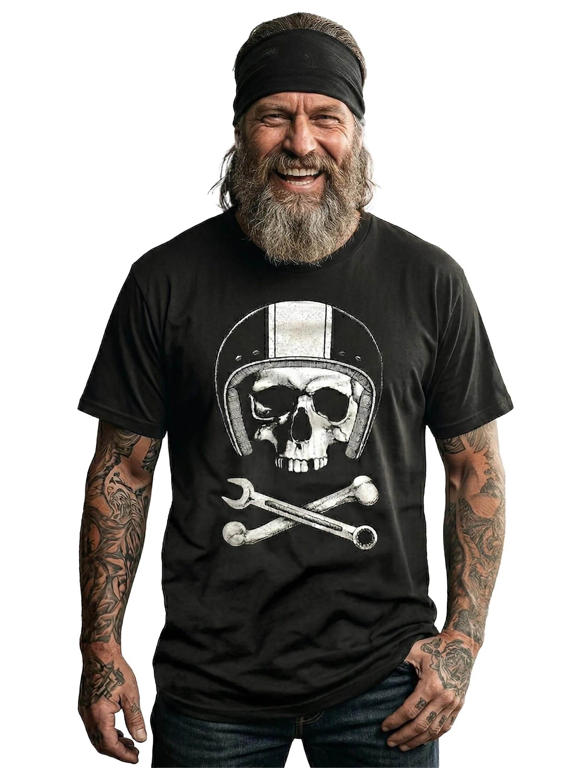 MAKAYA Shirt 'Mechanic Skull' in Black