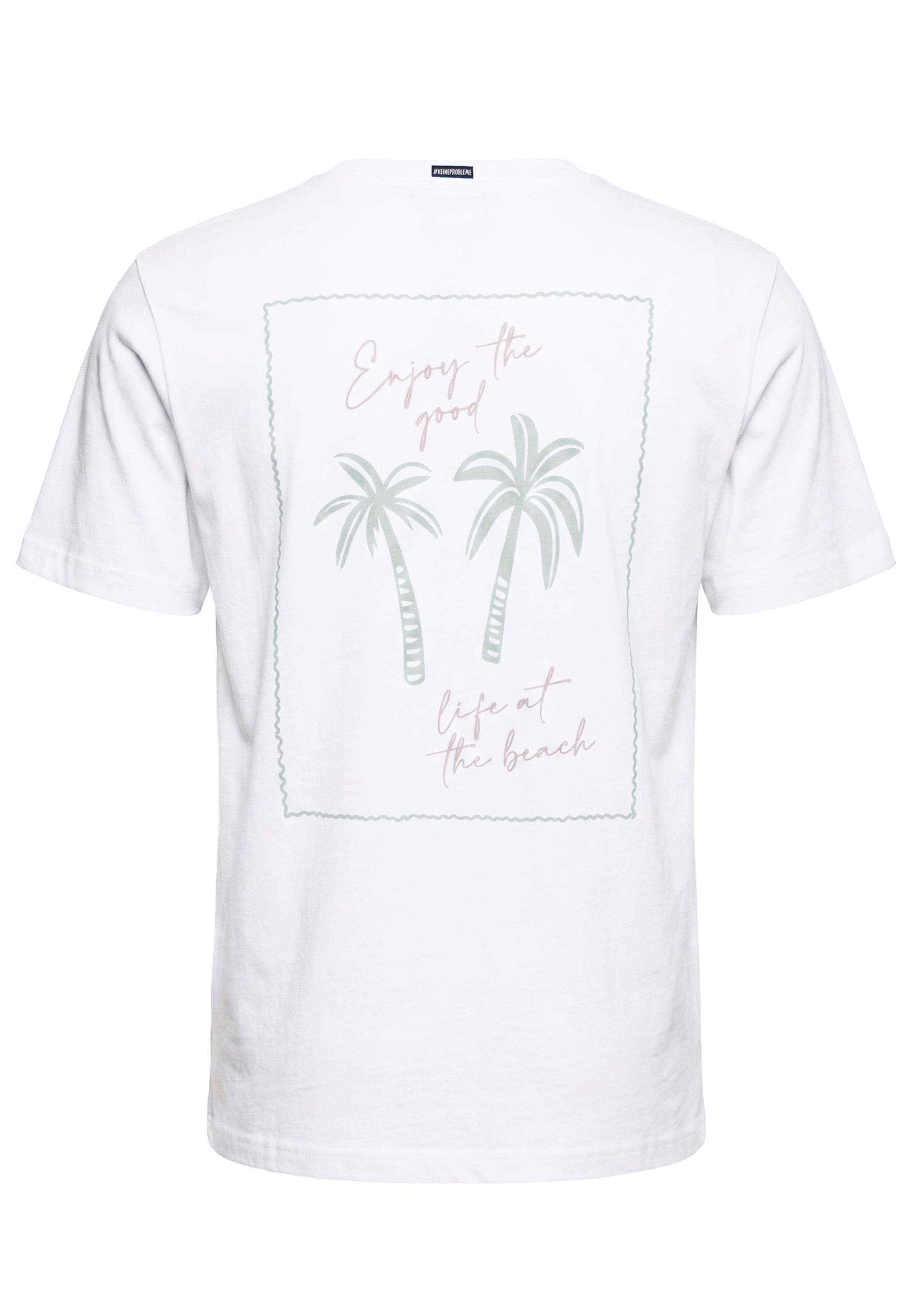 Maglietta 'Big Palm Stamp' di Kleinigkeit in bianco