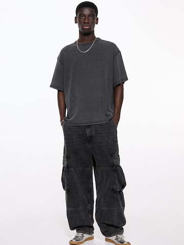 Pull&Bear Wide leg Cargo Jeans in Black