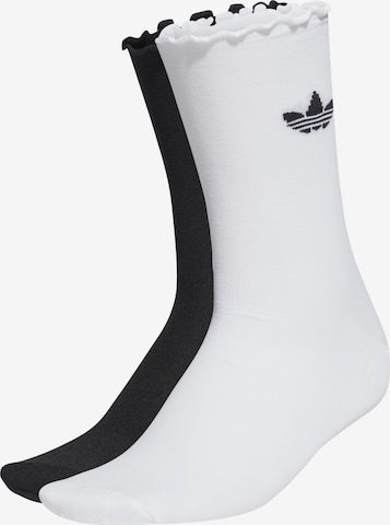 Chaussettes 'Semi-Sheer Ruffle Crew ' ADIDAS ORIGINALS en noir : devant