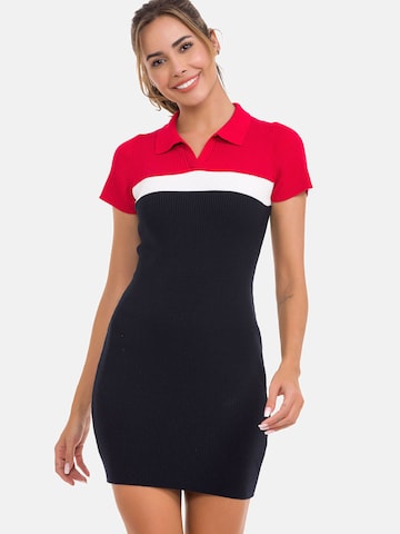 CIPO & BAXX Strickkleid ´W256´ mit Polokragen in Blau