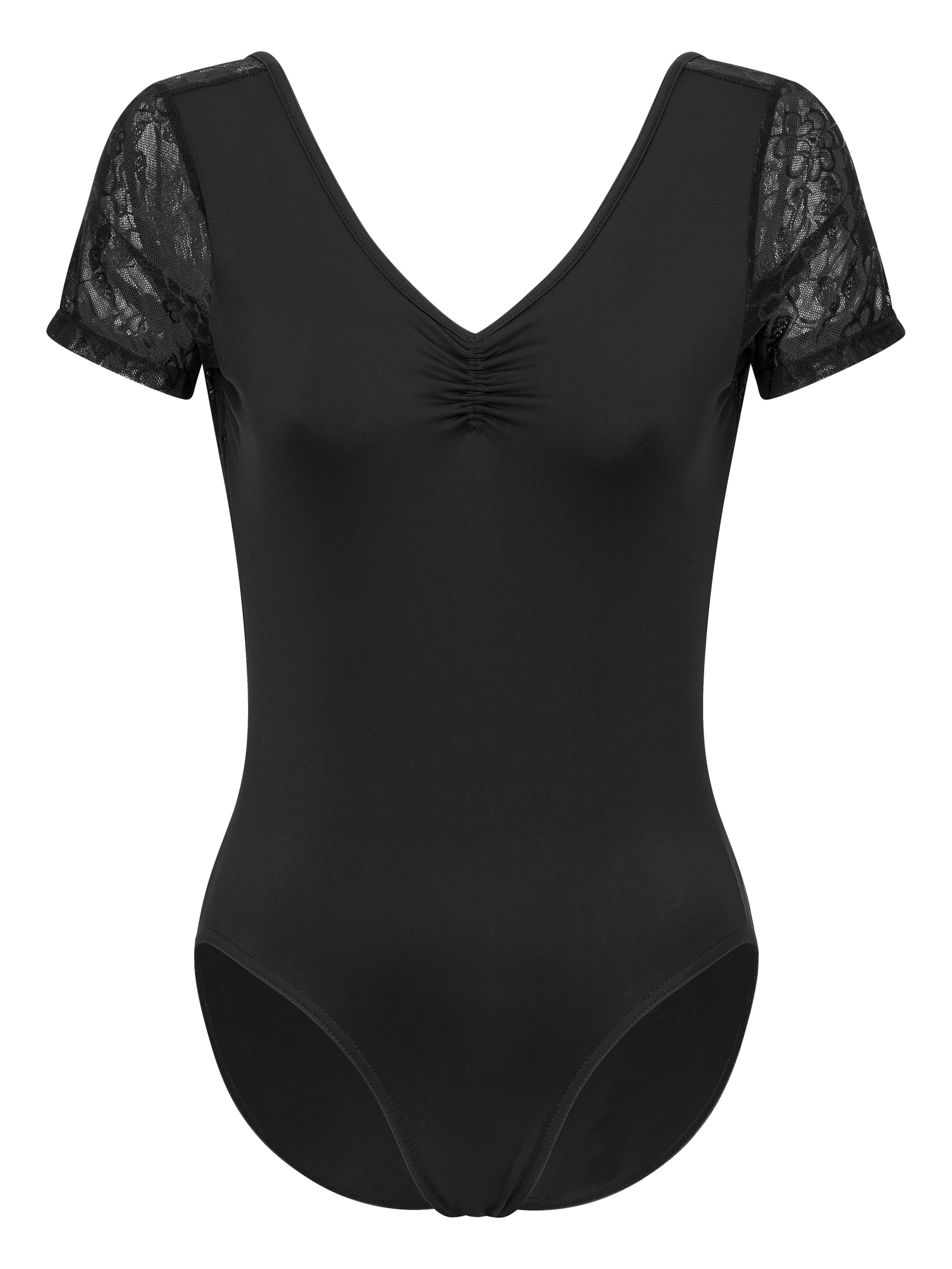 Tanzmuster Athletic Bodysuit 'Muriel' in Black: front