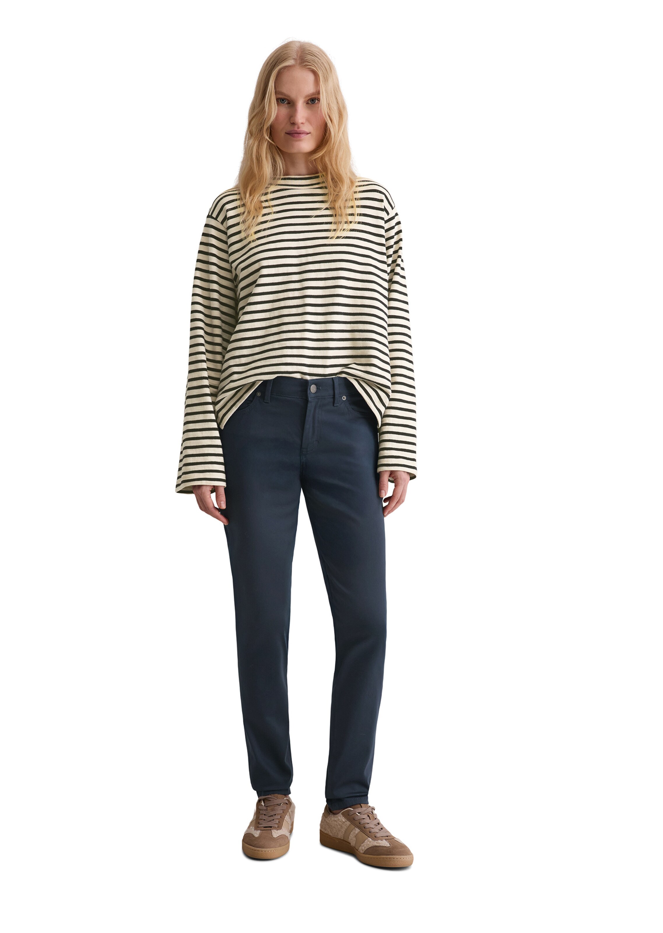 Marc O'Polo Slim fit Pleat-front trousers 'Alby' in Blue