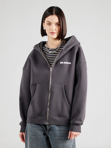 OH APRIL Zip-Up Hoodie 'Cosmic Love' in Grey: front