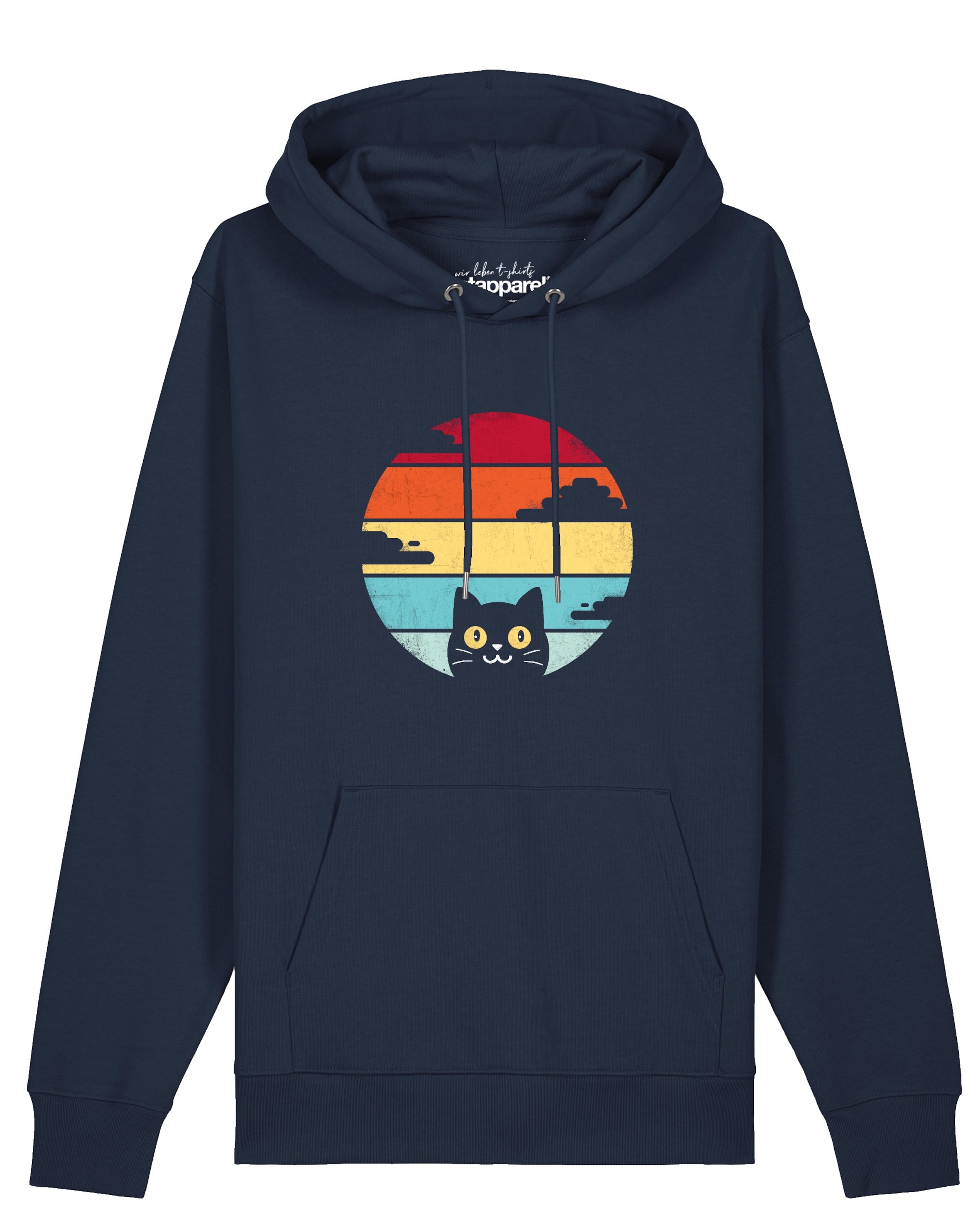 Watapparel Sweatshirt 'Retro Sunset Cat' in Blauw: voorkant