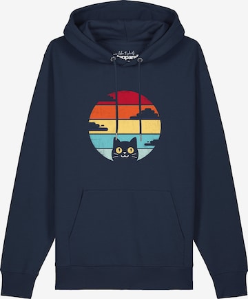 Watapparel Sweatshirt 'Retro Sunset Cat' in Blauw: voorkant