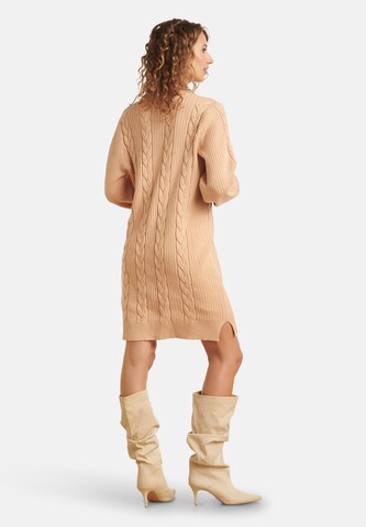 Smashed Lemon Gebreide jurk in Beige