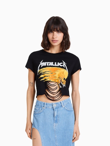 T-shirt Bershka en noir : devant