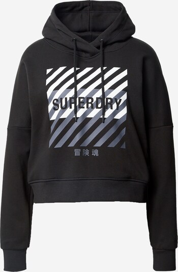 Superdry Sportief sweatshirt in de kleur Grijs / Zwart / Wit, Productweergave