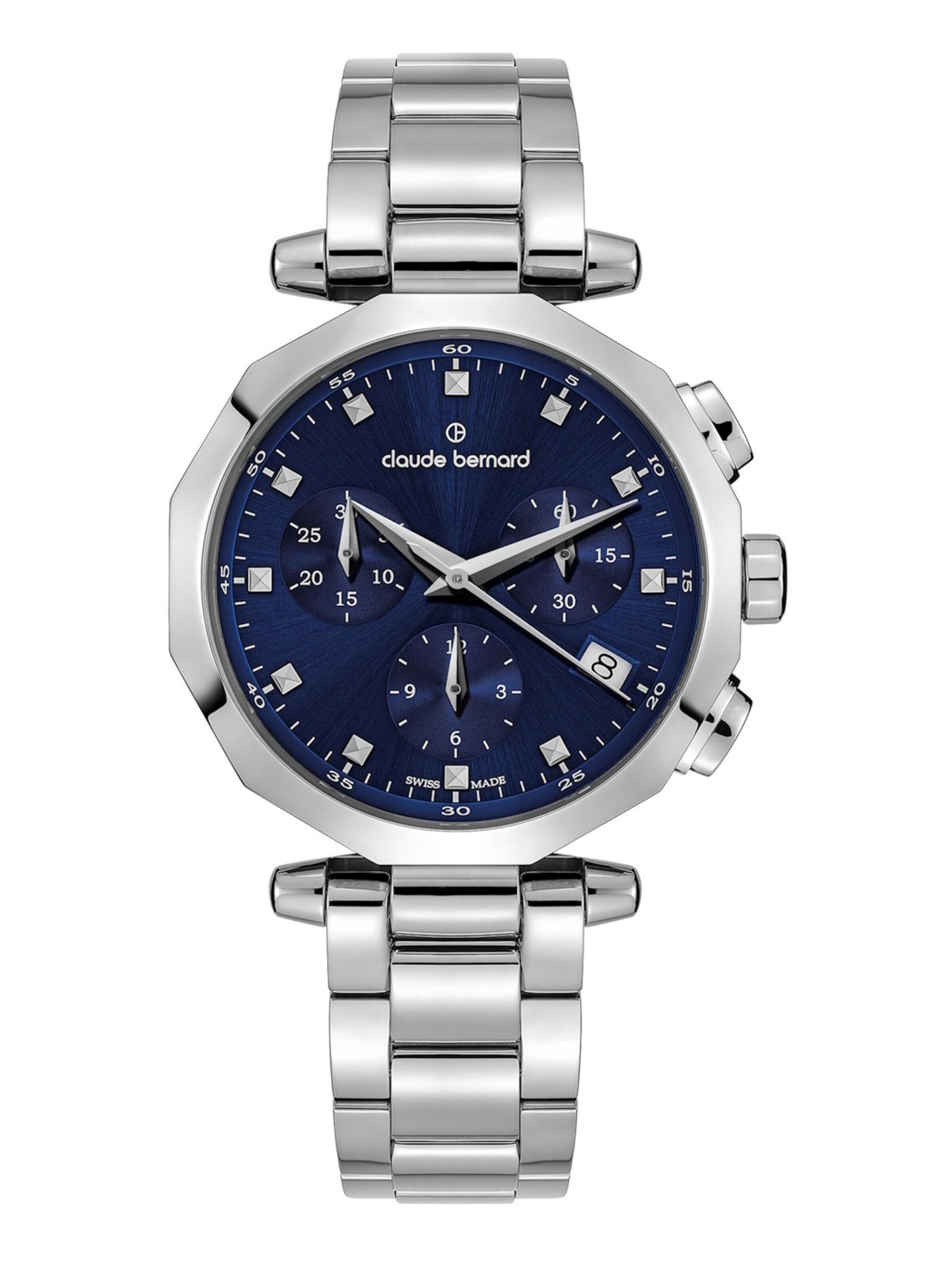 Claude Bernard Analog Watch 'Dress Code Chronograph' in Blue: front