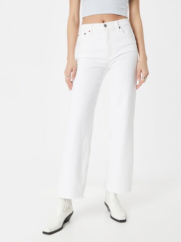 Abercrombie & Fitch Wide leg Jeans in White: front