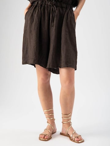 MND Loosefit Bukser 'Linen shorts with drawstring' i brun