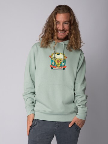 Sweat-shirt ' Hippies Bus ' Watapparel en vert : devant