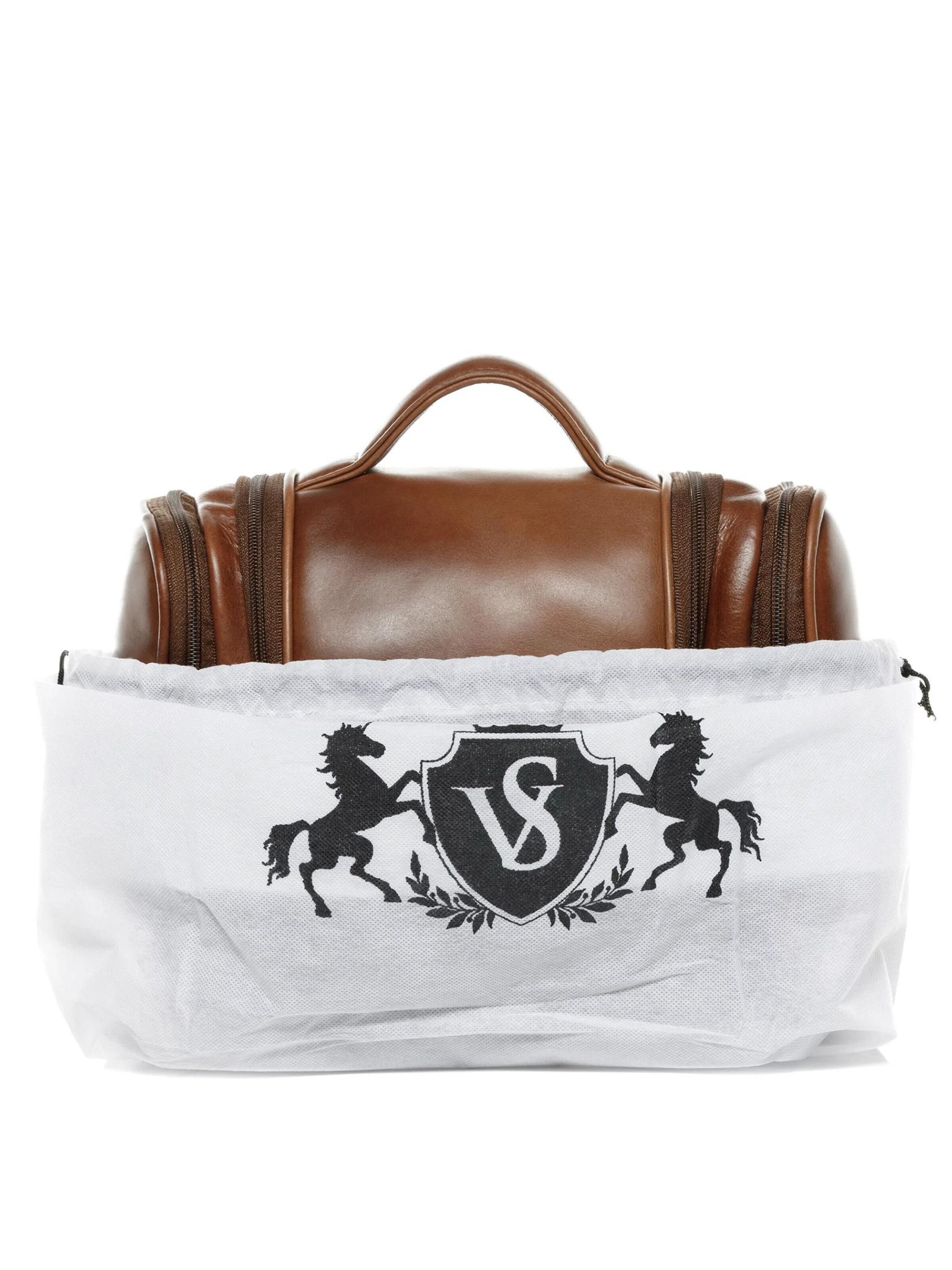 SID & VAIN Toiletry Bag 'Kulturbeutel DEXTER echt Leder' in Brown