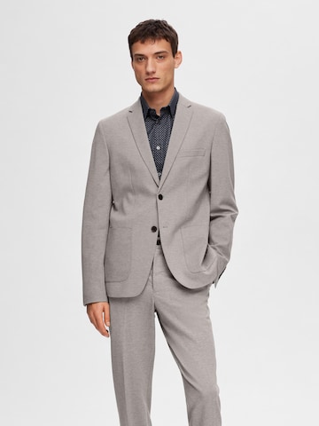 Coupe slim Veste de costume 'Delon' SELECTED HOMME en gris : devant