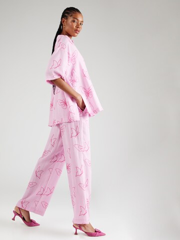 florence by mills exclusive for ABOUT YOUWide Leg/ Široke nogavice Hlače 'Sea Breeze' - roza boja