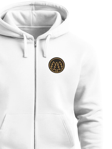 Neverless Zip-Up Hoodie 'Bäume Badge' in White