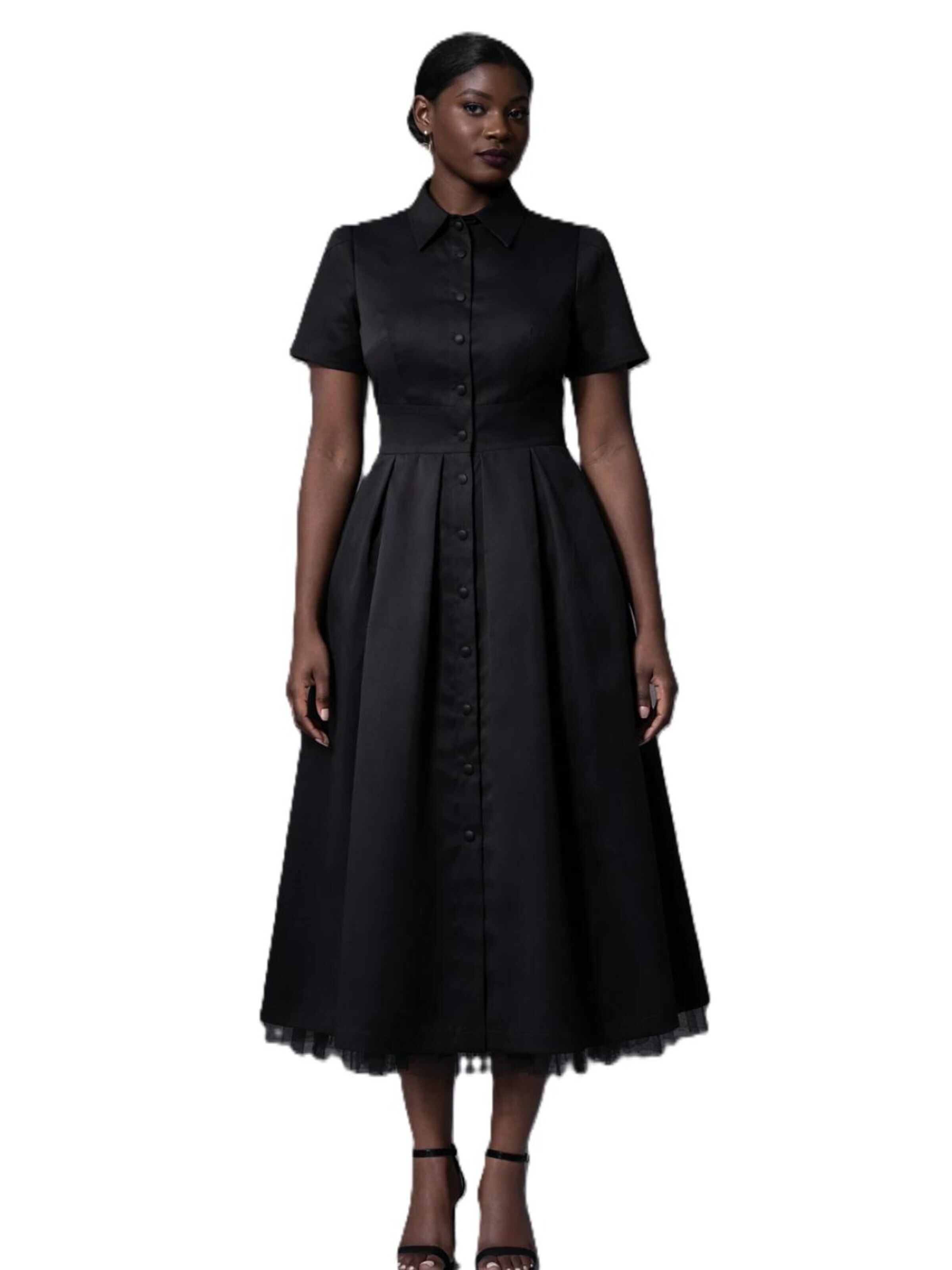 BIBI SAKALIEVA Dress 'Open back satin midi elegant dress' in Black: front