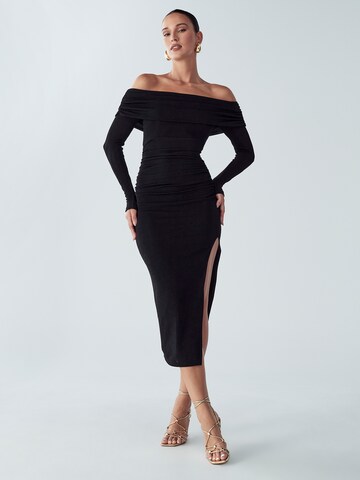 BWLDR - Vestido de noche 'Piedra' en negro: frente
