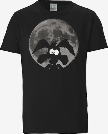 LOGOSHIRT Koszulka 'Looney Tunes - Coyote Mond' w kolorze czarny: przód