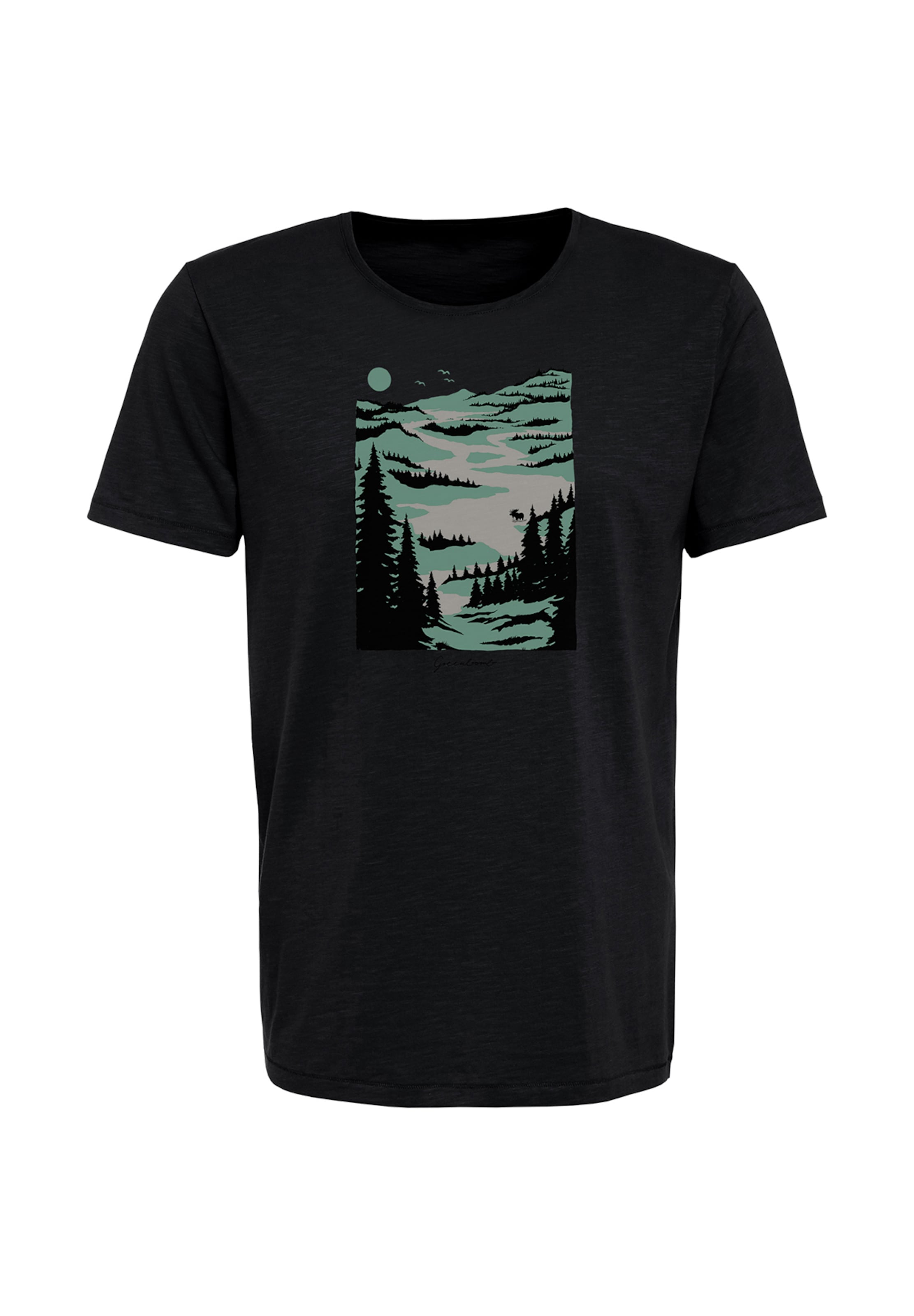 GREENBOMB T-Shirt 'Nature Lakeside' in Schwarz: Vorderseite