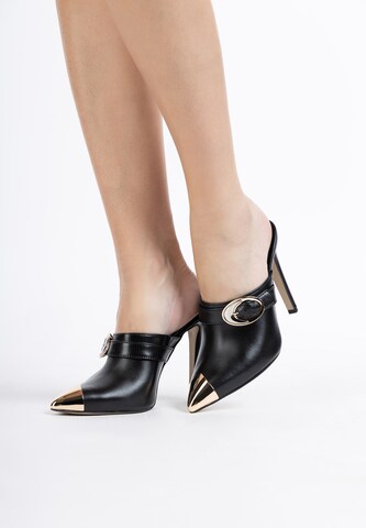 faina Mules in Black: front