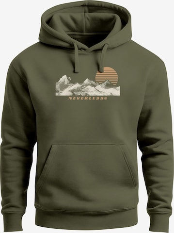 Neverless Sweatshirt 'Mountain' in Grün: Vorderseite