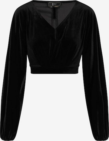 Camicia da donna di faina in nero: frontale