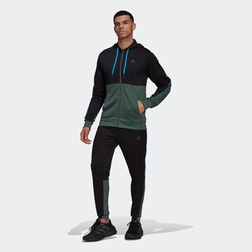 ADIDAS SPORTSWEAR Tracksuit 'Ribbed Aeroready' in Black: front