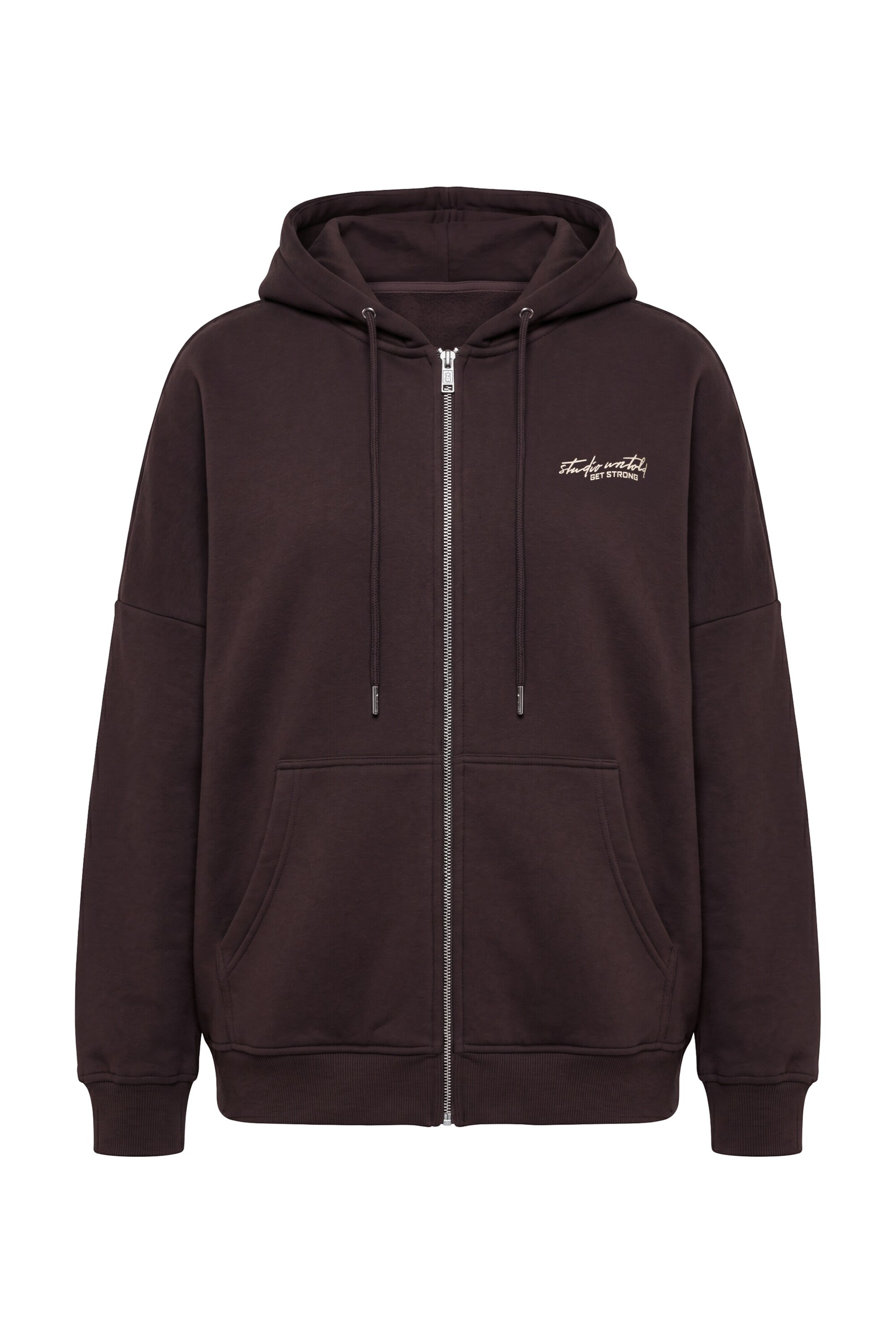 Studio Untold Sweatjacke in Braun: Vorderseite
