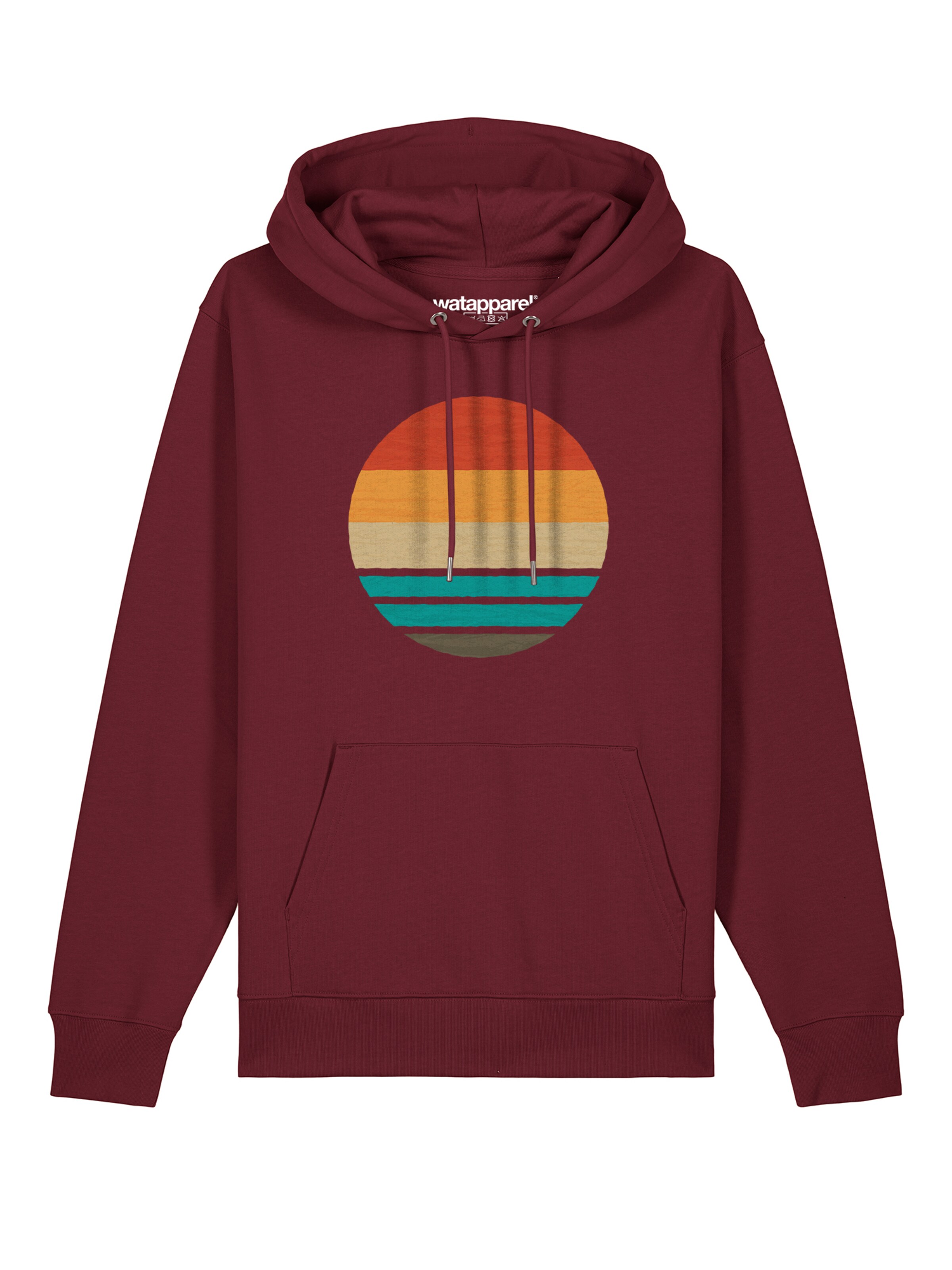Sweat-shirt ' Retro Sunset Ocean ' Watapparel en rouge : devant