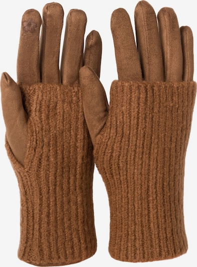 styleBREAKER Fingerhandschuhe '3 in 1 Touchscreen Stoff Handschuhe mit abnehmbarer Strick Manschette' in XS-XL in schoko, Produktansicht