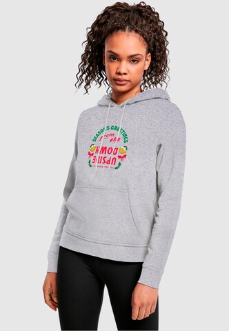 Sweat-shirt 'Stranger Things - Upside Down Seasons Greetings' ABSOLUTE CULT en gris : devant